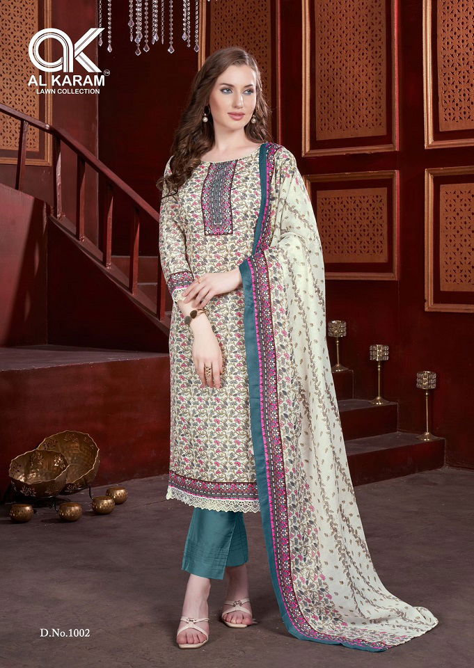 Shabnam Vol 1 By Al karam Soft Cotton Printed Dress Material Wholesale Market In Surat
